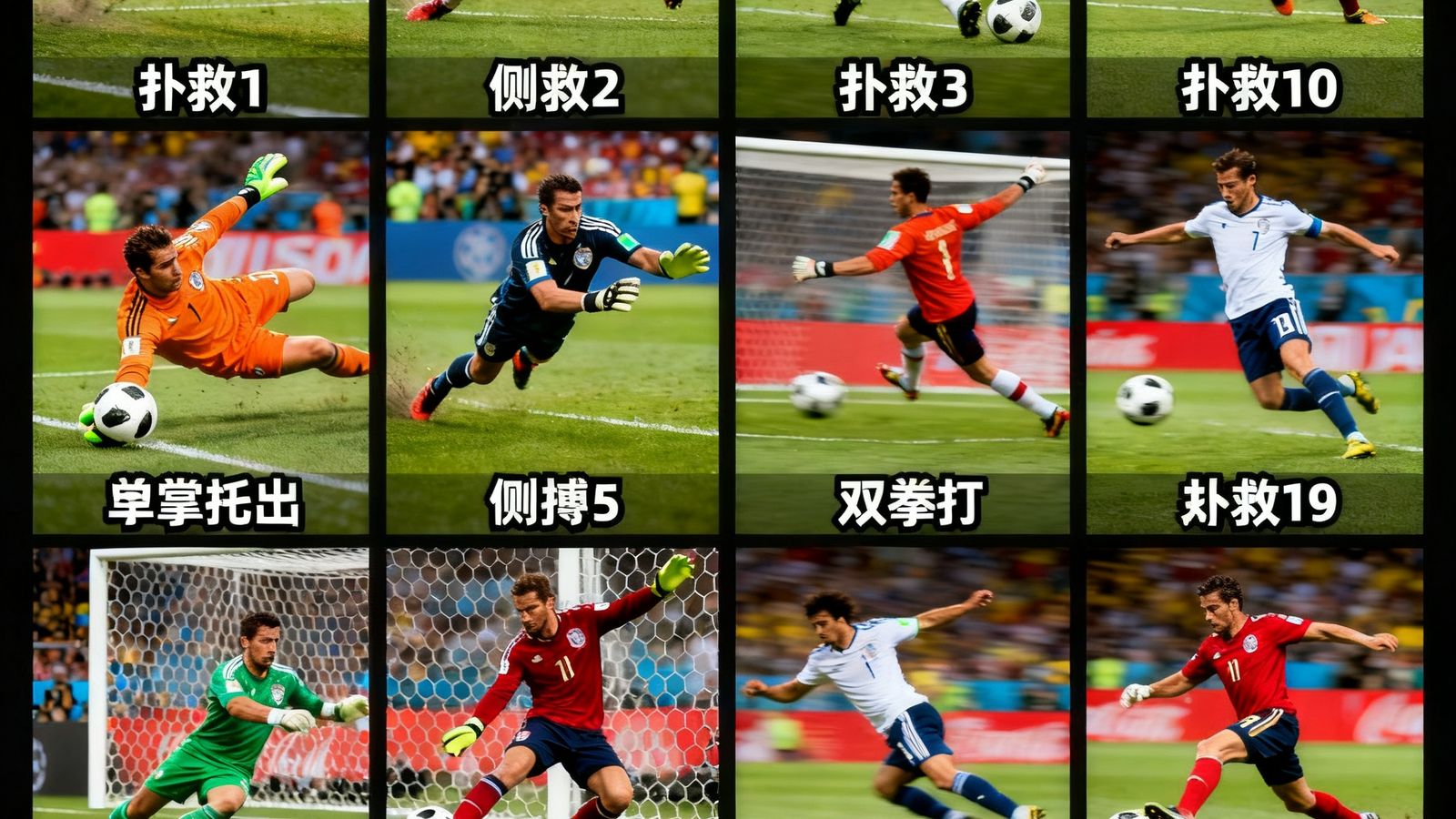 世界杯扑救集锦：门将神扑Top10合集，包含鱼跃、点球扑出等瞬间