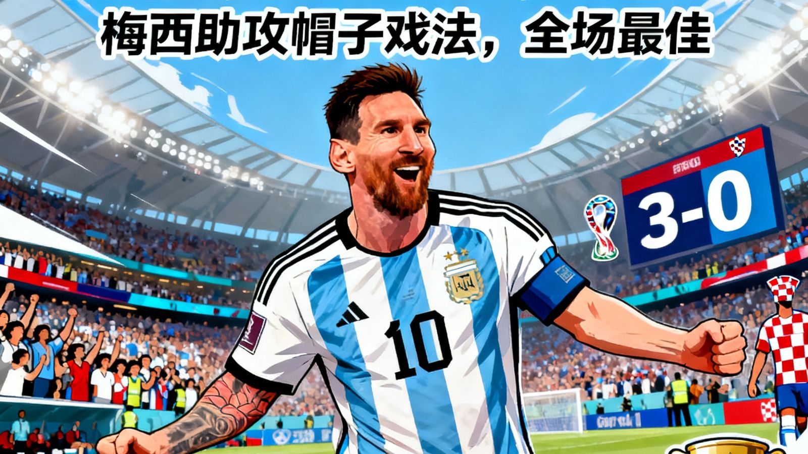 世界杯战报：阿根廷3-0克罗地亚，梅西助攻帽子戏法，全场最佳